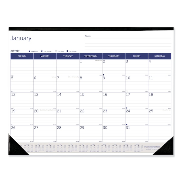 Blueline DuraGlobe Monthly Desk Pad Calendar, 22 x 17, 2020 C177227